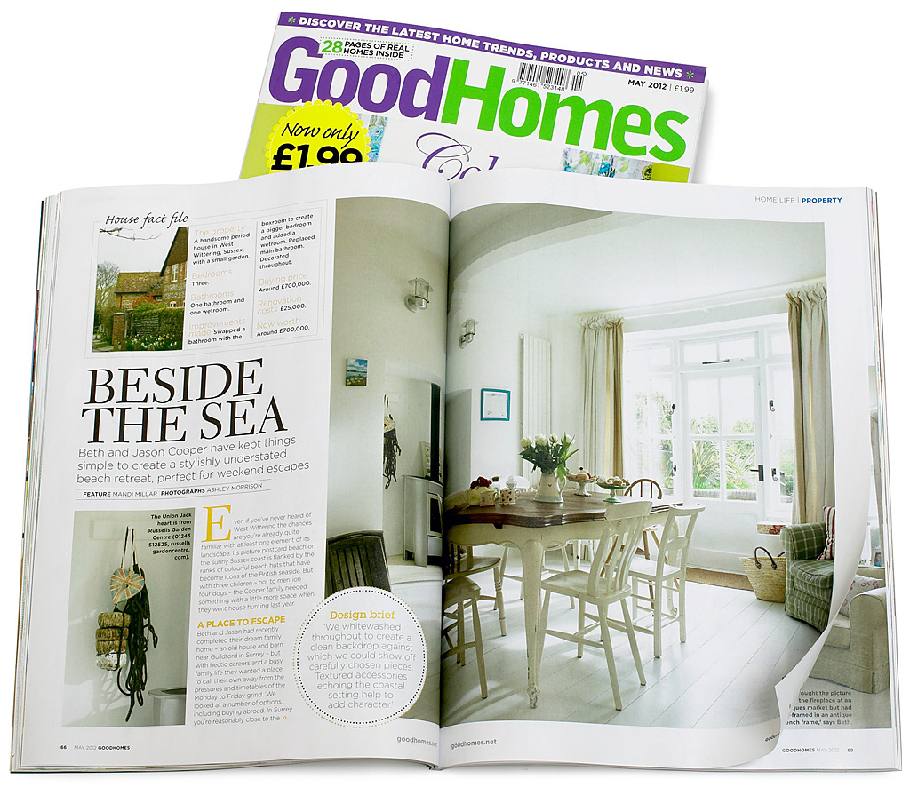 Pages 66 to 73 in the May 2012 issue of GoodHomes magazine - featuring Beth & Jason Cooper's three story period terrace in the West Sussex village of West Wittering.