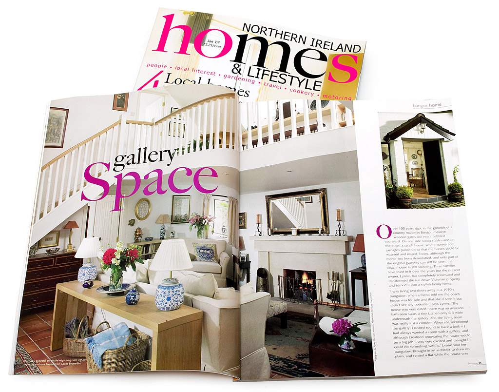 Pages 22 to 29 in the January 2007 issue of Northern Ireland Home & Lifestyle magazine featuring Lynne Furney's converted Coach House in the County Down town of Bangor.