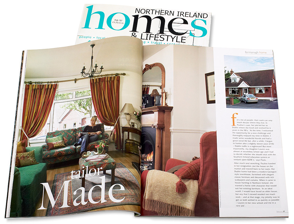 Pages 36 to 41 in the February 2007 issue of Northern Ireland Homes & Lifestyle magazine featuring Pauline Bingham's chalet bungalow in the County Down town of Bangor.