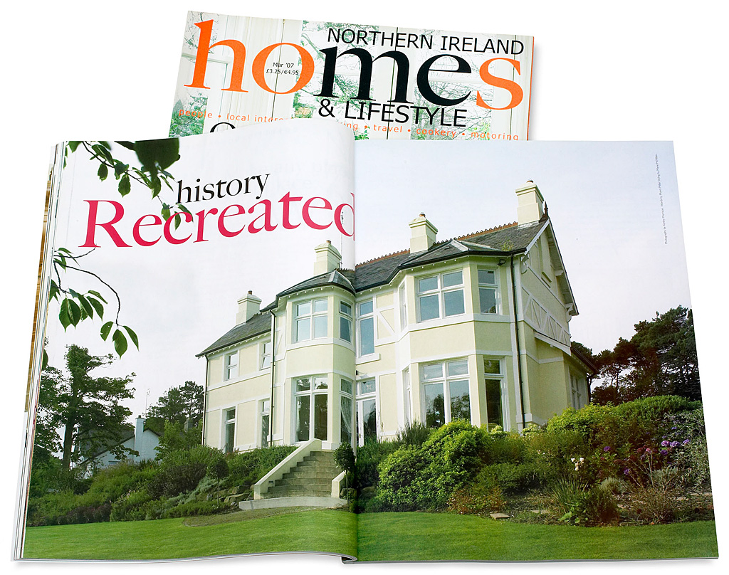 Pages in the March 2007 issue of Northern Ireland Homes & Lifestyle magazine featuring Joyce and Gerry Gray's detached Victorian-style new build house near Helens Bay in County Down.