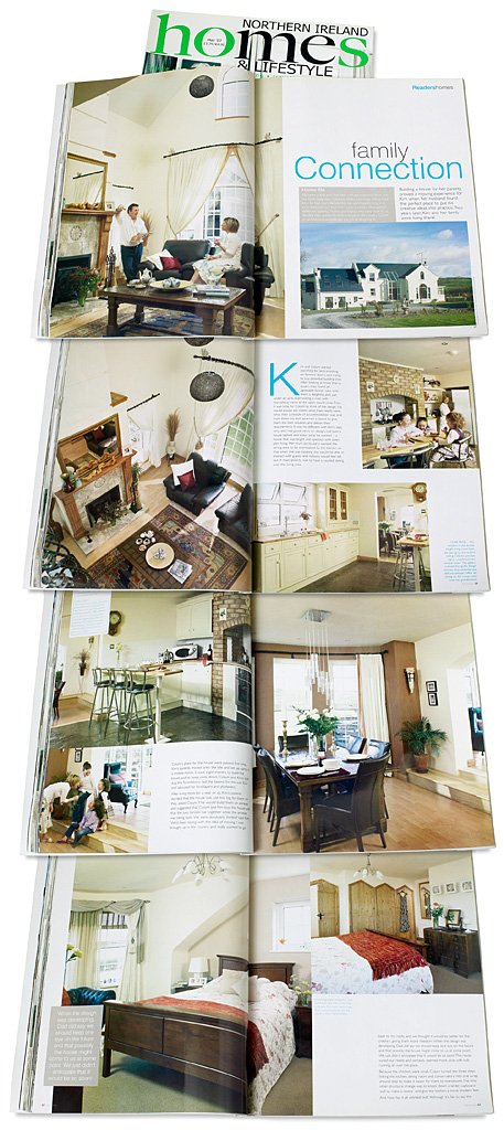 Pages 56 to 64 in the May 2007 issue of Northern Ireland Homes & Lifestyle magazine featuring Kim and Colum Surginor's newly built detached house near Downpatrick in County Down.