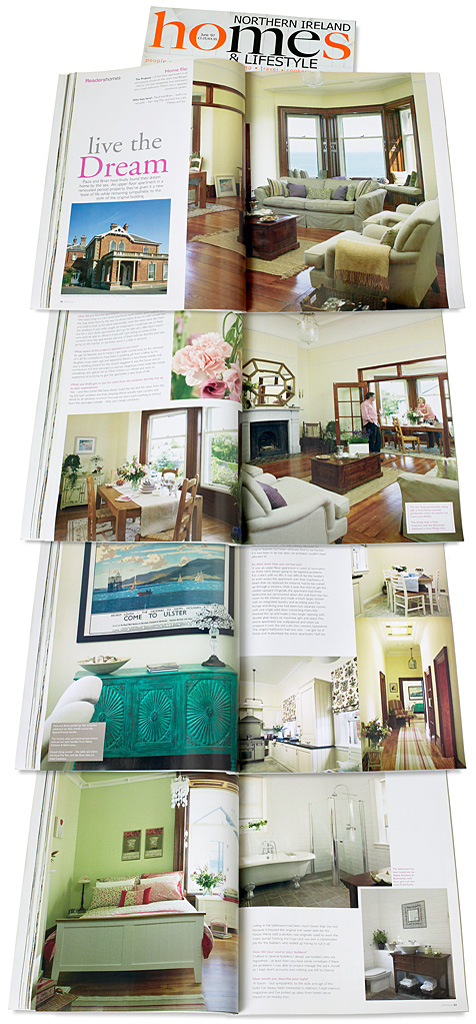 Pages 56 to 64 in the June 2007 issue of Northern Ireland Homes & Lifestyle magazine Melissa Thompson and Rod Moore's first floor apartment in a Victorian house on the coast near Bangor Marina in Country Down.