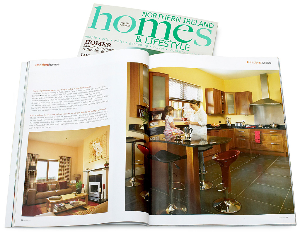 Pages 57 to 63 in the September 2007 issue of Northern Ireland Homes & Lifestyle magazine featuring Nicci and Paul Millensted's four-bedroom detached house in a new development near Lisburn in County Down.