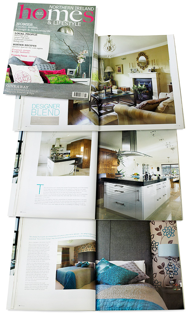 The cover plus pages 58 to 66 in the November 2007 issue of Northern Ireland Homes & Lifestyle magazine featuring Joe Kirby and Brendan Treacy's 1970's detached house in County Offaly.