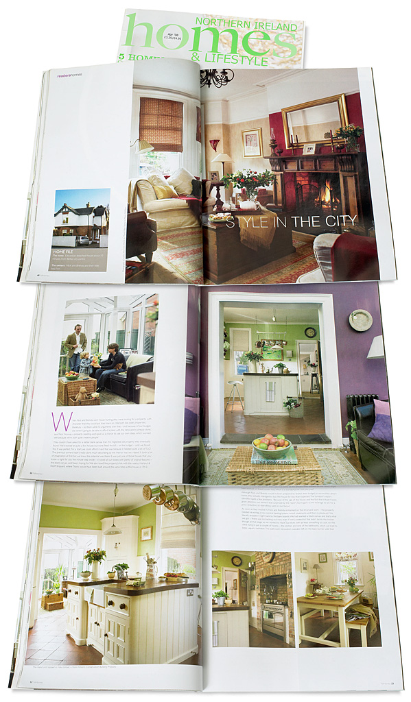 Pages 48 to 56 in the April 2008 issue of Northern Ireland Homes & Lifestyle magazine featuring Brenda and Nick Moffett's Edwardian detached house in the Knock area of Belfast.
