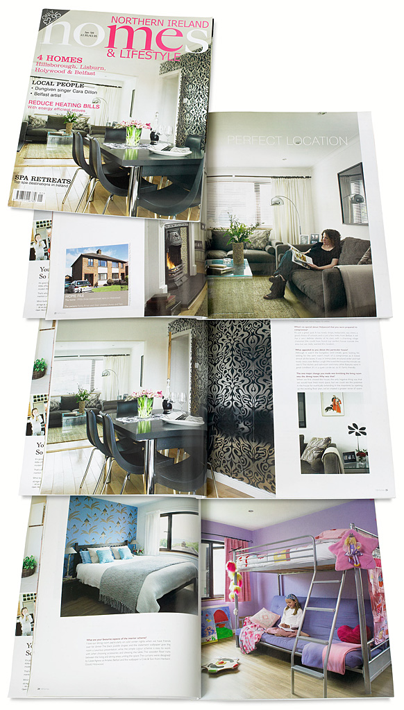 The Cover plus pages 22 to 30 in the January 2009 issue of Northern Ireland Homes & Lifestyle magazine featuring Fiona and Arran Anderson's 1950s semi detached house near Holywood in County Down.