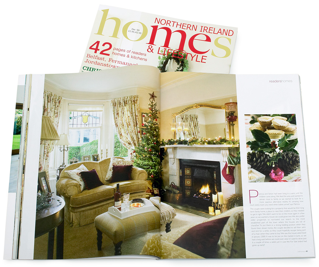 Pages 48 to 55 in the December 2009 issue of Northern Ireland Homes & Lifestyle magazine featuring Patricia and Simon Logan's Edwardian detached house in the County Down town of Bangor at Christmas time.