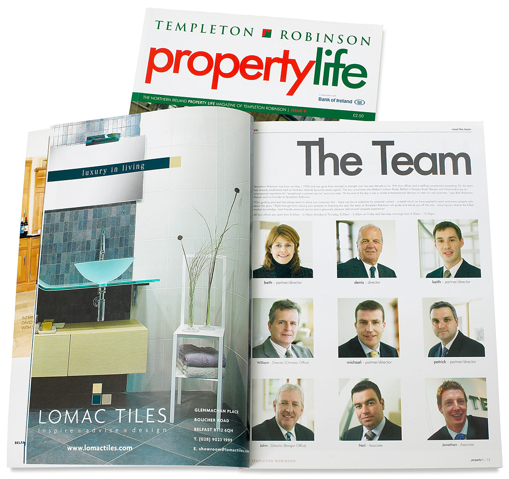 Page 12 in issue 9 of Templeton Robinson's Property life magazine featuring The Team.
