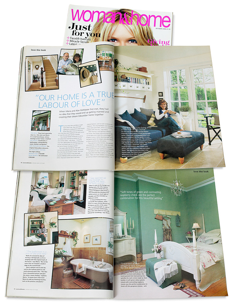 Pages 70 to 73 in the October 2006 issue of Woman & Home magazine - featuring Marie & Alan McMillen's Edwardian semi-detached house in Belfast.