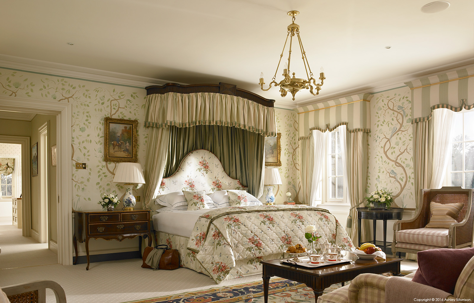 The master bedroom in Straffan House at The K Club in County Kildare.