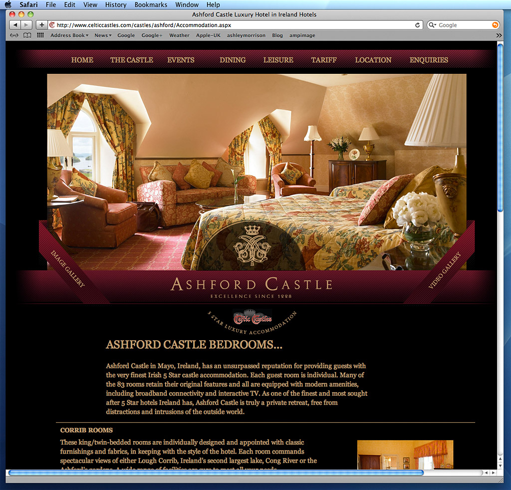 Room 422&nbsp;at Ashford Castle located near to village of Cong in County Mayo as seen on Celtic Castles website.