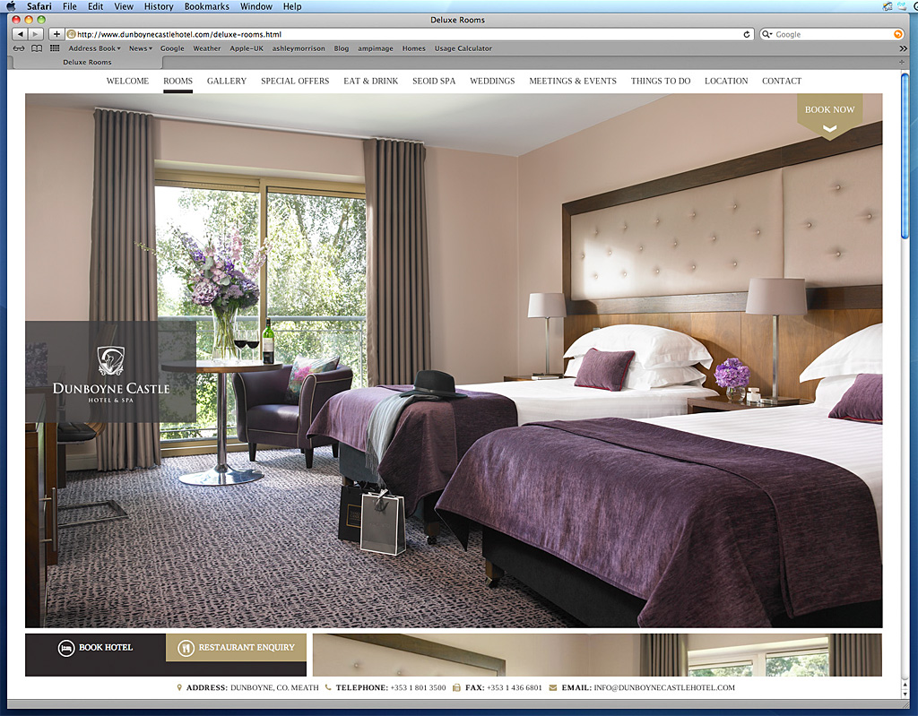 Screen shot showing how  our image was used on the Deluxe Rooms page on Dunboyne Castle Hotel's website.