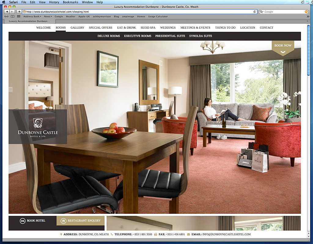 The Executive Rooms page on Dunboyne Castle Hotel's website.