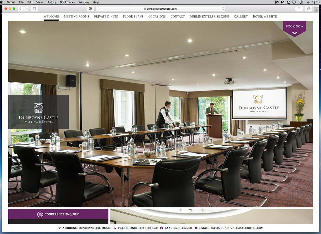 Screenshot of the Cedar Suite on the Meeting & Events page on the Dunboyne Castle Hotel's website.