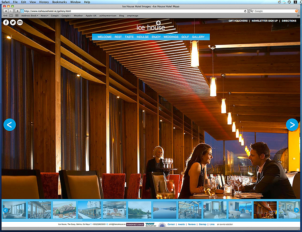 Screen shot showing how our image was used on the Dining page of the Ice House Hotel's website.