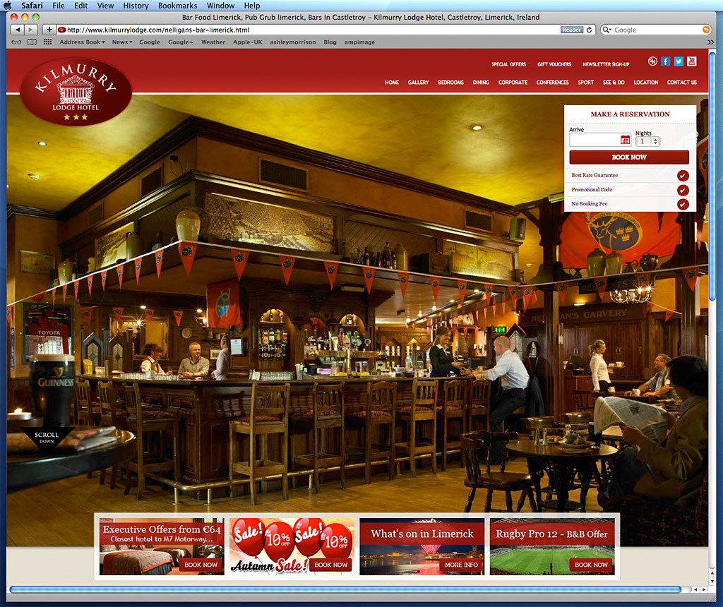 Media use: Worldwide web - Nelligans bar at the Kilmurry Lodge Hotel in Limerick.