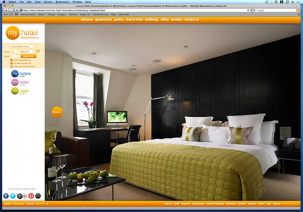 Screen shot showing how our image was used on the My place 2 page on the website of My Hotels Bloomsbury.