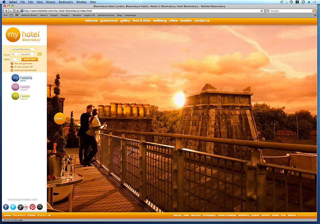 Screen shot showing how our images was use on the My place 2 page of My Hotels Bloomsbury's website.
